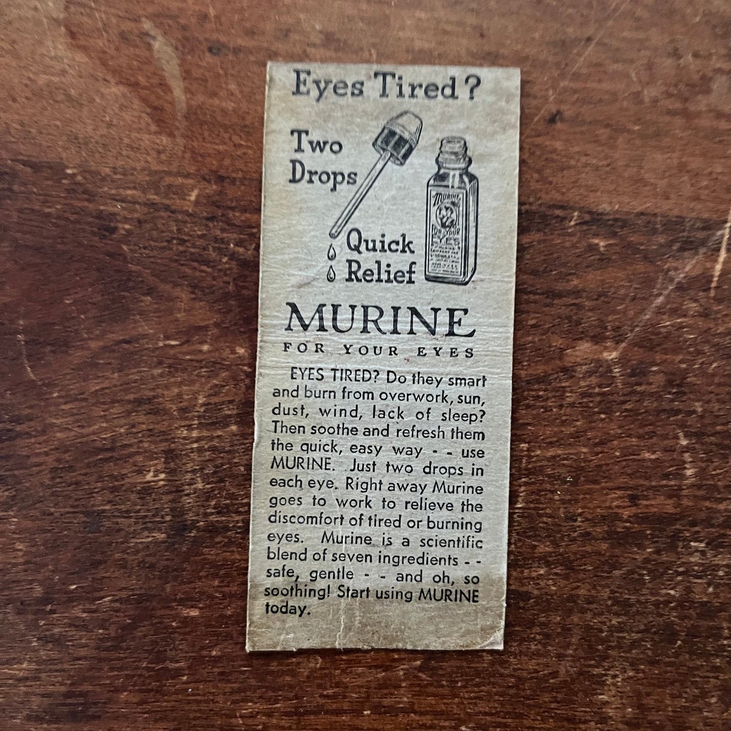 Murine Eye Drops for Tired Eyes Advertising Matchbook Cover SA9-M12