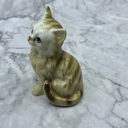 Vintage MCM Hand Painted Tabby Kitty Cat Bone China Figurine 3.5” SE1