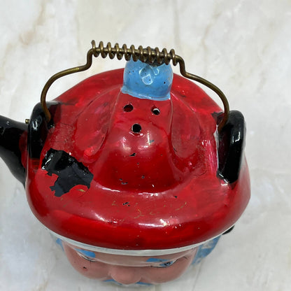 Vtg Thames Japan Santa Teapot Salt & Pepper Shakers Silver Redware TJ1