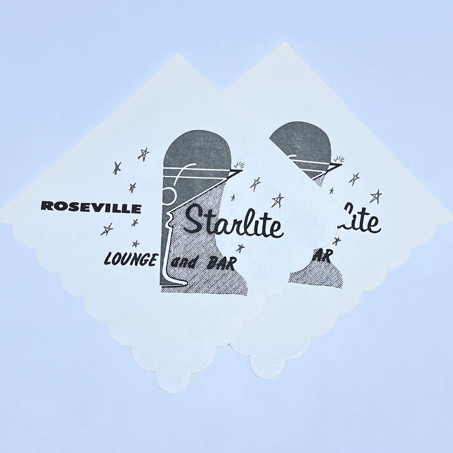 1950s Set of 2 1950s Roseville Starlite Lounge and Bar MN Cocktail Napkins SE1