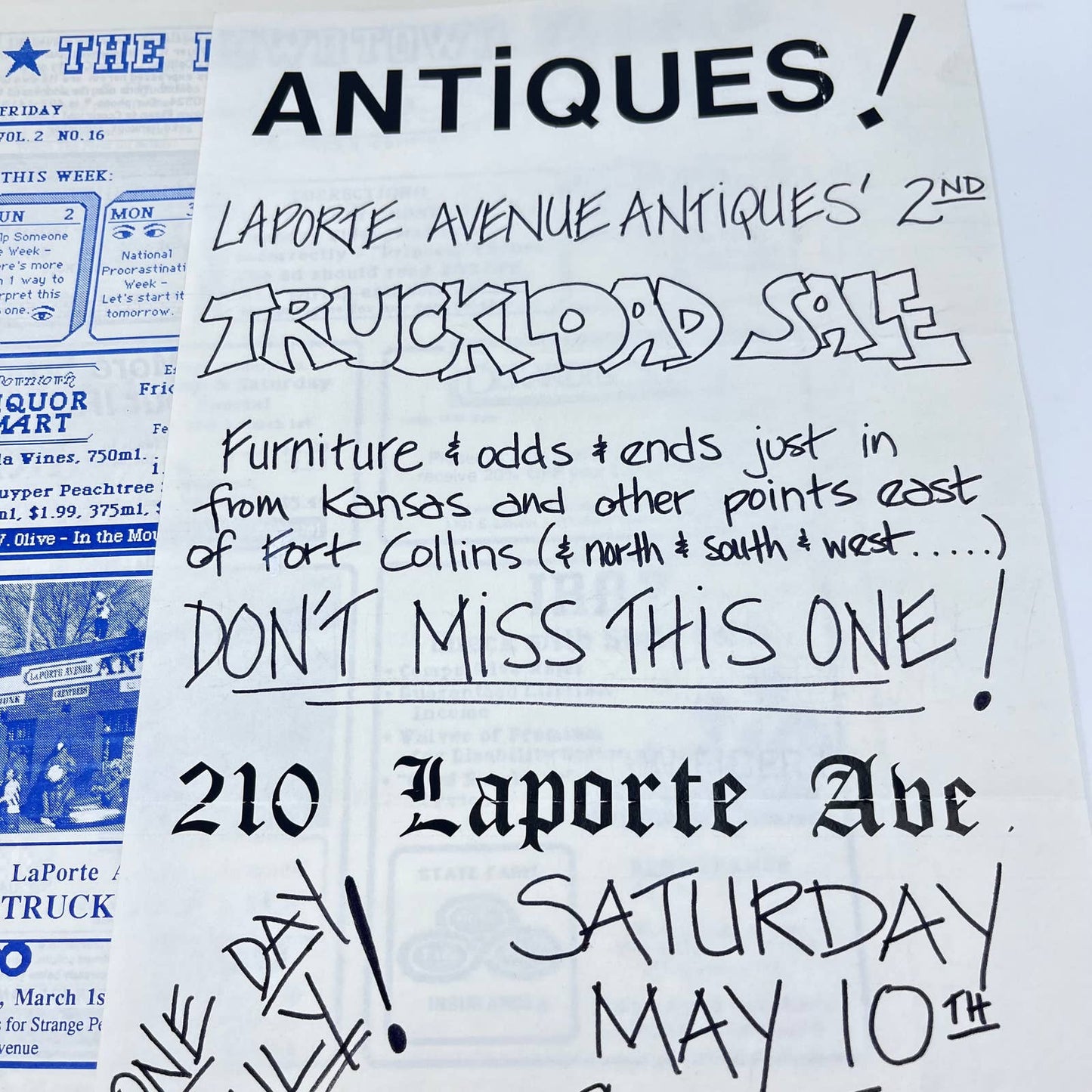1980s Laporte Avenue Antiques Flyer and Newsletter Lot Ft. Collins CO AB3