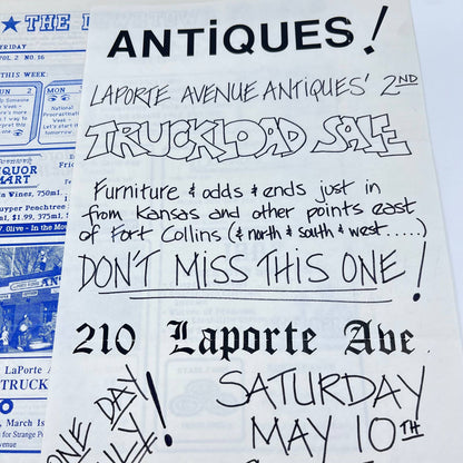1980s Laporte Avenue Antiques Flyer and Newsletter Lot Ft. Collins CO AB3