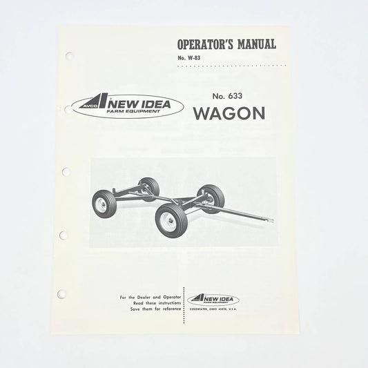 Original 1974 New Idea Operator's Manual W-83 No. 633 Wagon TB9