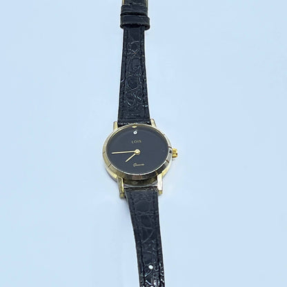 Lois Quartz Women's Watch Wristwatch Gold Tone Leather Band SD5