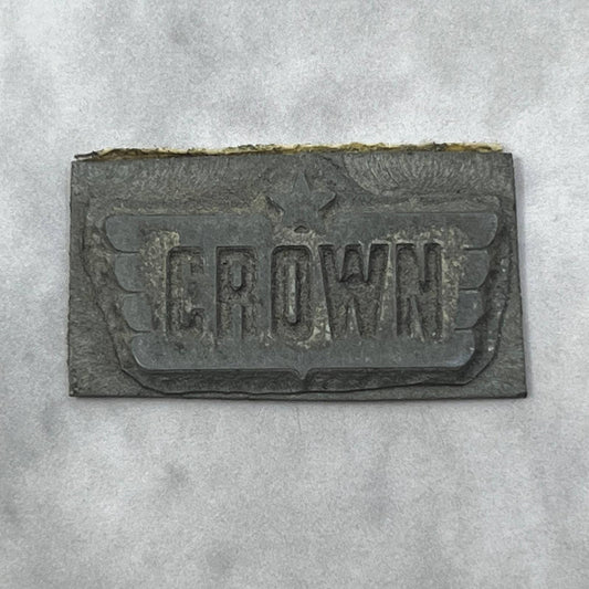 Vintage Printing Letterpress Printers Block Plate Art Deco Crown Logo TJ56