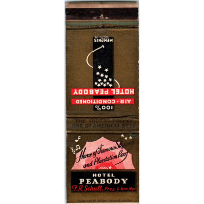 Hotel Peabody Memphis TN F.R. Schutt Advertising Matchbook Cover SA9-M8