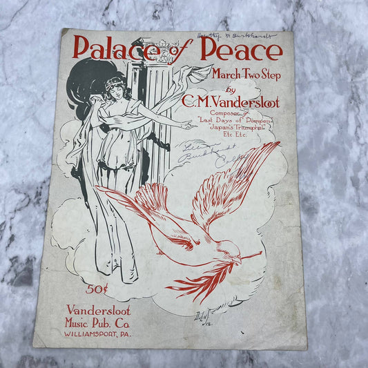 Palace of Peace March Two Step By CM Vandersloot 1914 sheet music TH5