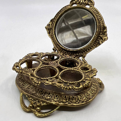 Vintage Celeste Lipstick Holder Gold Tone Filagree Ornate Vanity 5 Tubes TI4