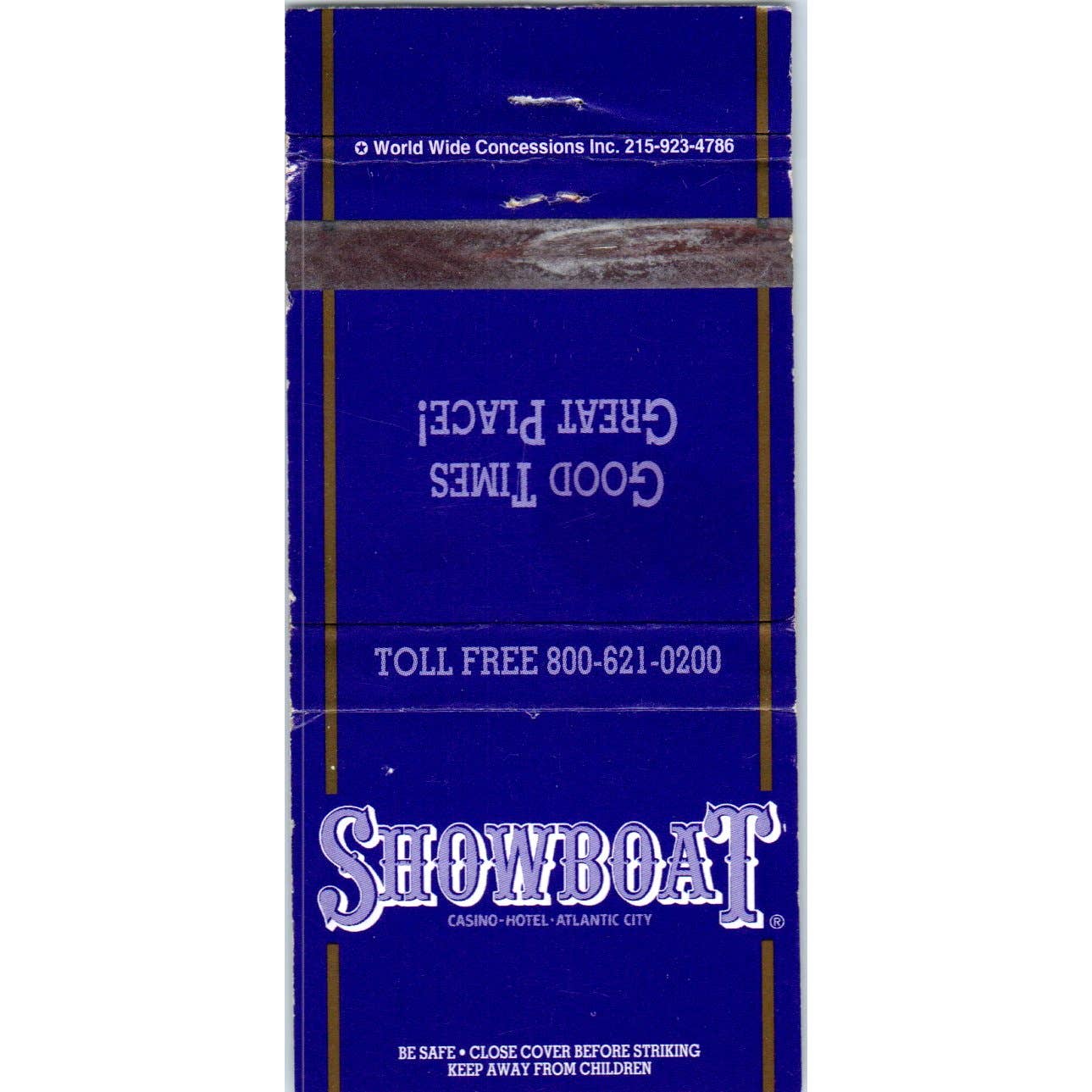 Showboat Casino Hotel Atlantic City NJ Advertising Matchbook Cover SA1-M6