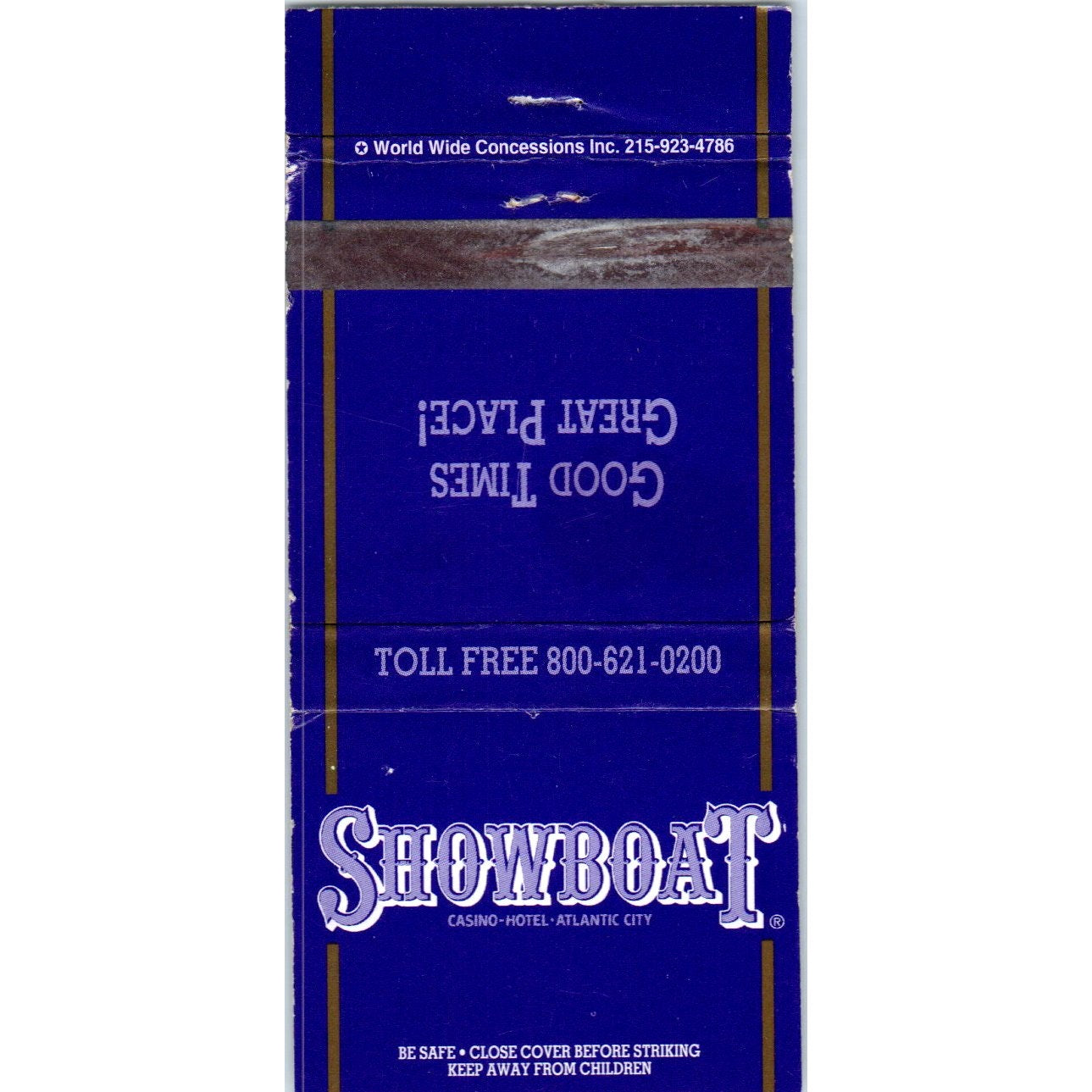 Showboat Casino Hotel Atlantic City NJ Advertising Matchbook Cover MM9-7