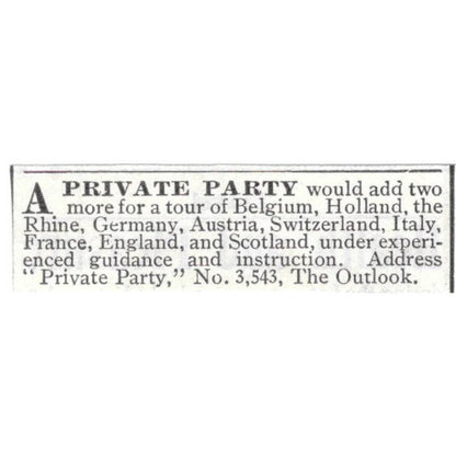 A Private Party - Tour of Europe - 1903 Original Ad TJ8-7-7