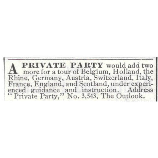 A Private Party - Tour of Europe - 1903 Original Ad TJ8-7-7