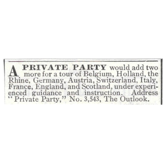 A Private Party - Tour of Europe - 1903 Original Ad AK5-S34