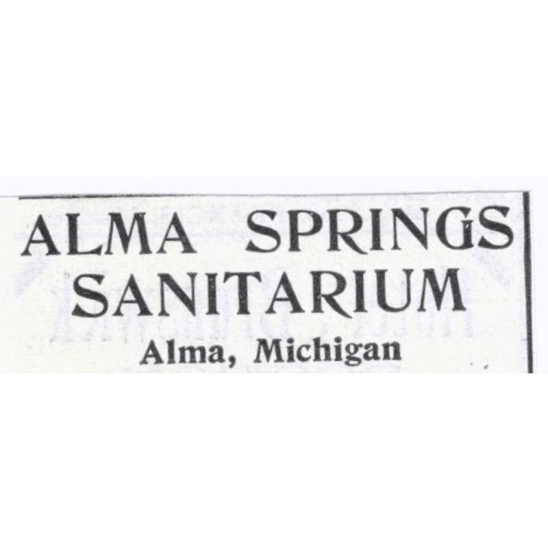 Alma Springs Sanitarium Resort Alma MI  - 1903 Original Ad TJ7-S9