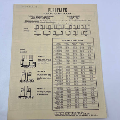 1950s MCM Fleetlite Sliding Glass Doors Advertising Booklet & Order Form TH7