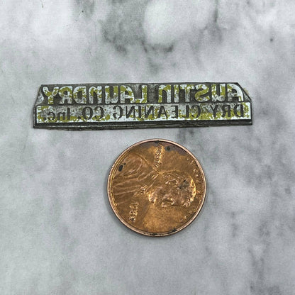 Vintage Letterpress Printers Block Plate Austin Laundry Dry Cleaning Co SE829