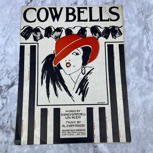 Cowbells 1922 Flapper Girl Sheet Music Sidney DMitchell Lou Klein Al Pianta V38