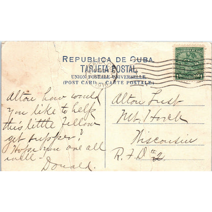1916 Chiva Criandera Nursing Goat Cuba Original Postcard P3-1