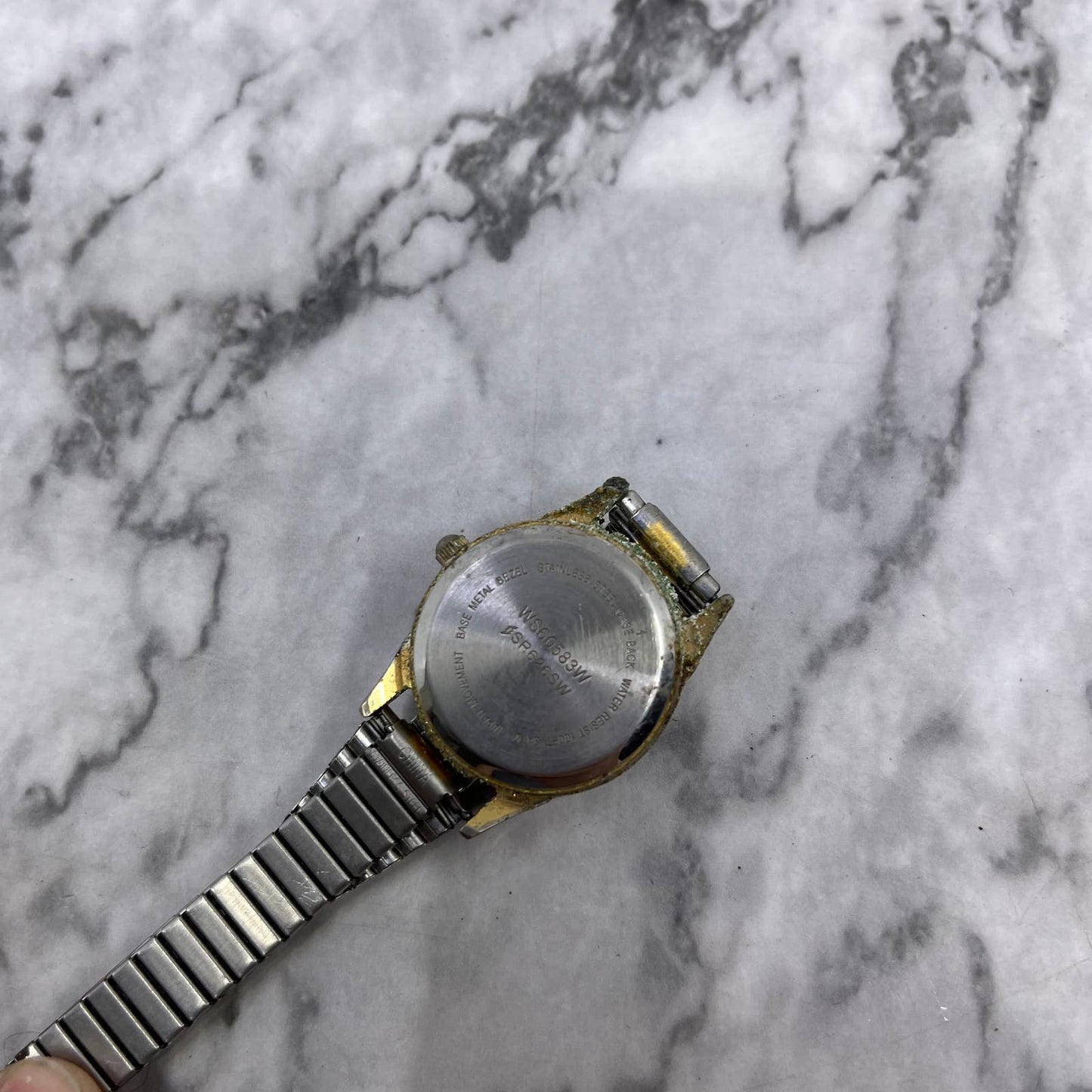 Vintage Moonphase Ladies Watch Metal Stretch Band UNTESTED SE6