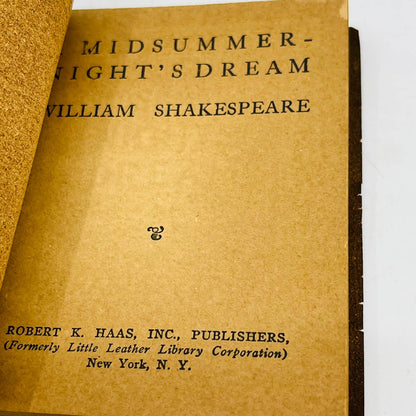 c1920 Little Leather Library Book MIDSUMMER NIGHTS DREAM Shakespeare TA7