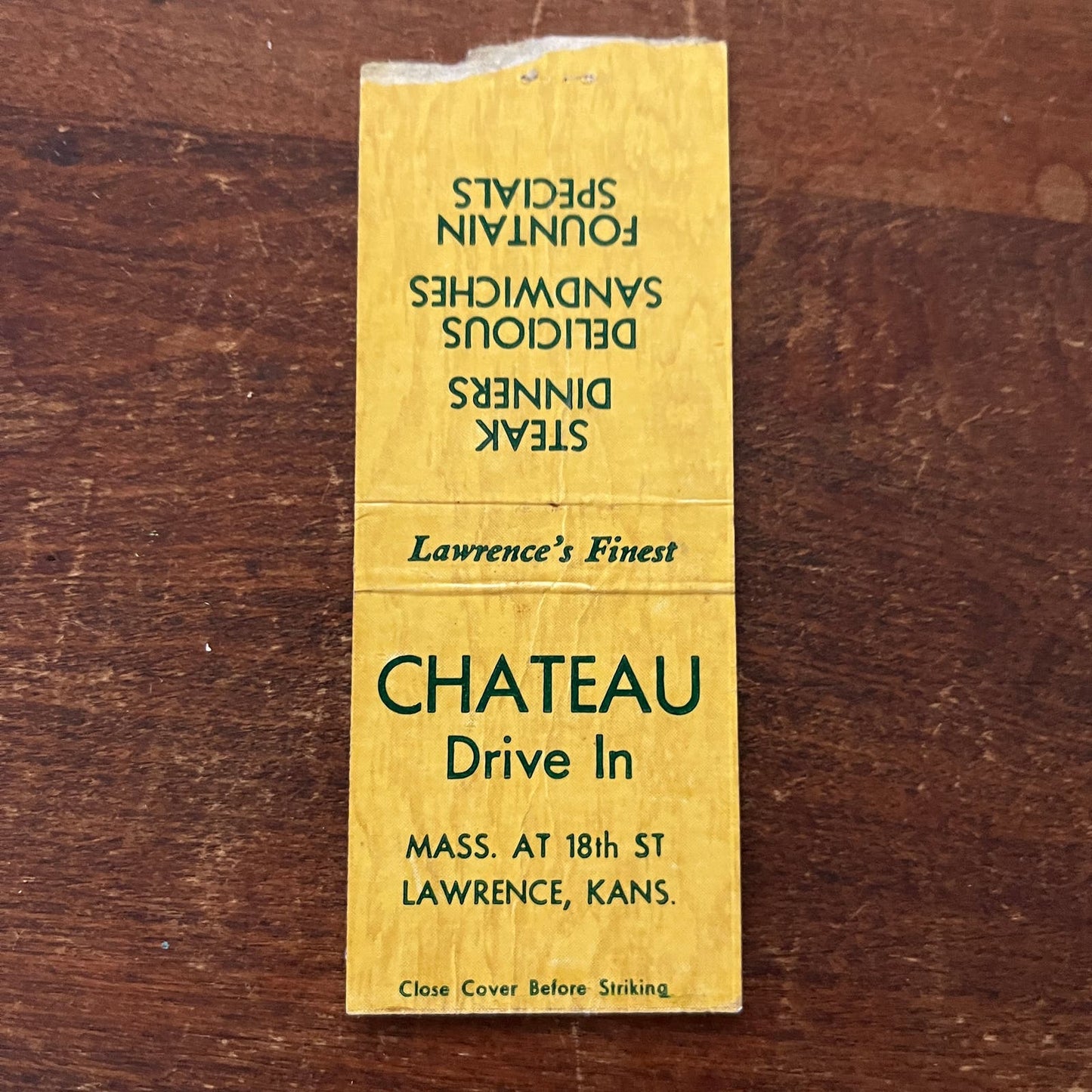 Chateau Drive In Lawrence KS Advertising Matchbook Cover SB3-M5