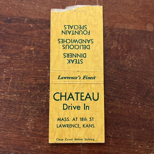 Chateau Drive In Lawrence KS Advertising Matchbook Cover SB3-M5