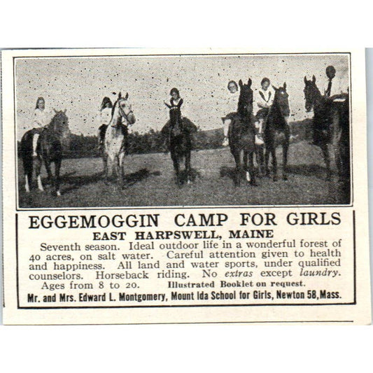 Eggemoggin Girls Camp East Harpswell Maine Edward L. Montgomery - 1921 Ad TJ7-S8
