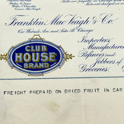 1903 Franklin MacVeagh & Co Importers Club House Brand Letterhead Chicago IL AB5