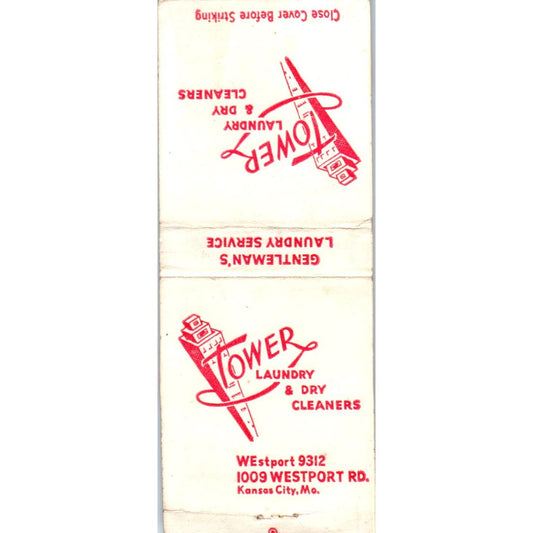 Tower Laundry & Dry Cleaners Kansas City MO Advertising Matchbook Cover SA9-M6