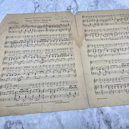 Antique 1918 Wee Wee Marie Will You Do Zis For Me Sheet Music Fred Fisher TJ4