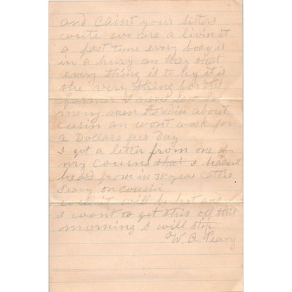 1919 Letter and Envelope W.A. Peavy Lufkin TX to J.M. Peavy Shreve AL AD6