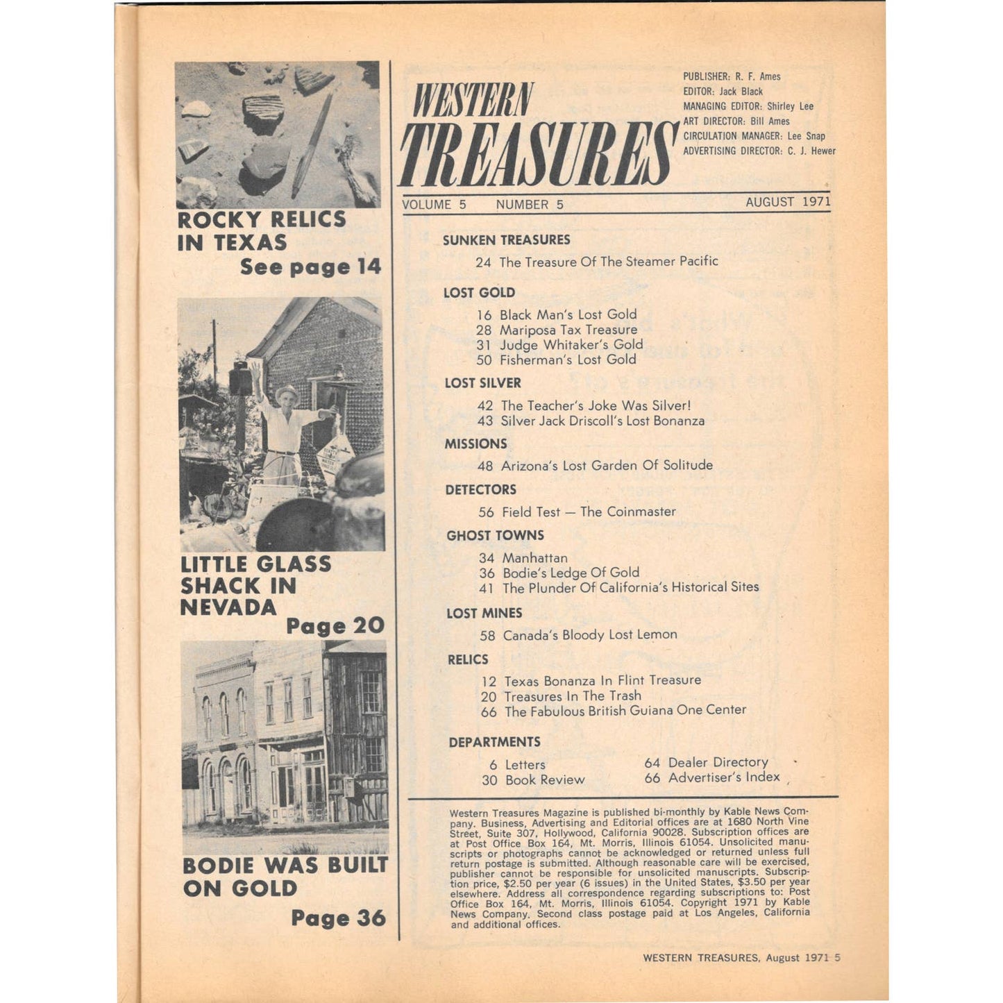 Western Treasures Magazine - Treasure Hunting Metal Detecting Aug 1971 M3