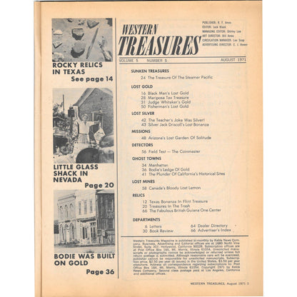 Western Treasures Magazine - Treasure Hunting Metal Detecting Aug 1971 M3