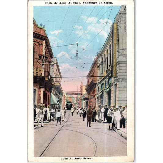 Jose A. Saco Street Santiago Cuba Original Postcard P2-5