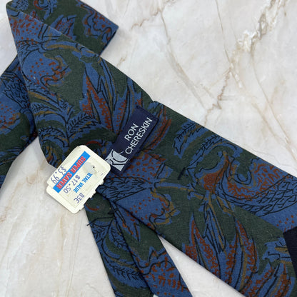 Retro Men's New NWT Ron Chereskin Blue Floral Cotton Necktie Tie TK3