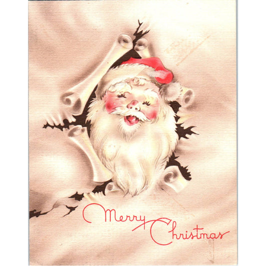 1940s Greeting Card - Merry Christmas Jolly Santa SF2