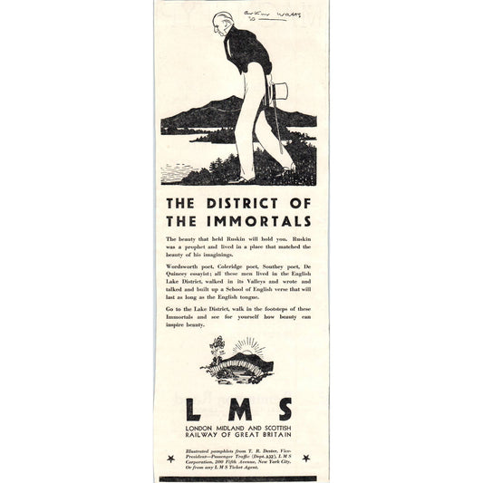 1931 LMS London Midland and Scottish Railway of Great Britain Ad ~4.75x12 FL5-1