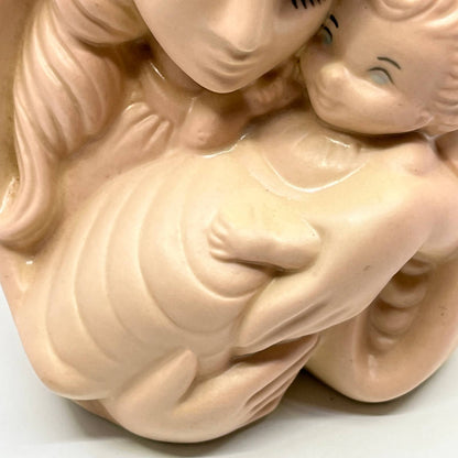 1940s Hull USA Madonna Child Planter 26 Blush Pink Vintage TC2