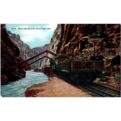 Observation Car in the Royal Gorge Colorado c1910 Original Postcard TK1-29