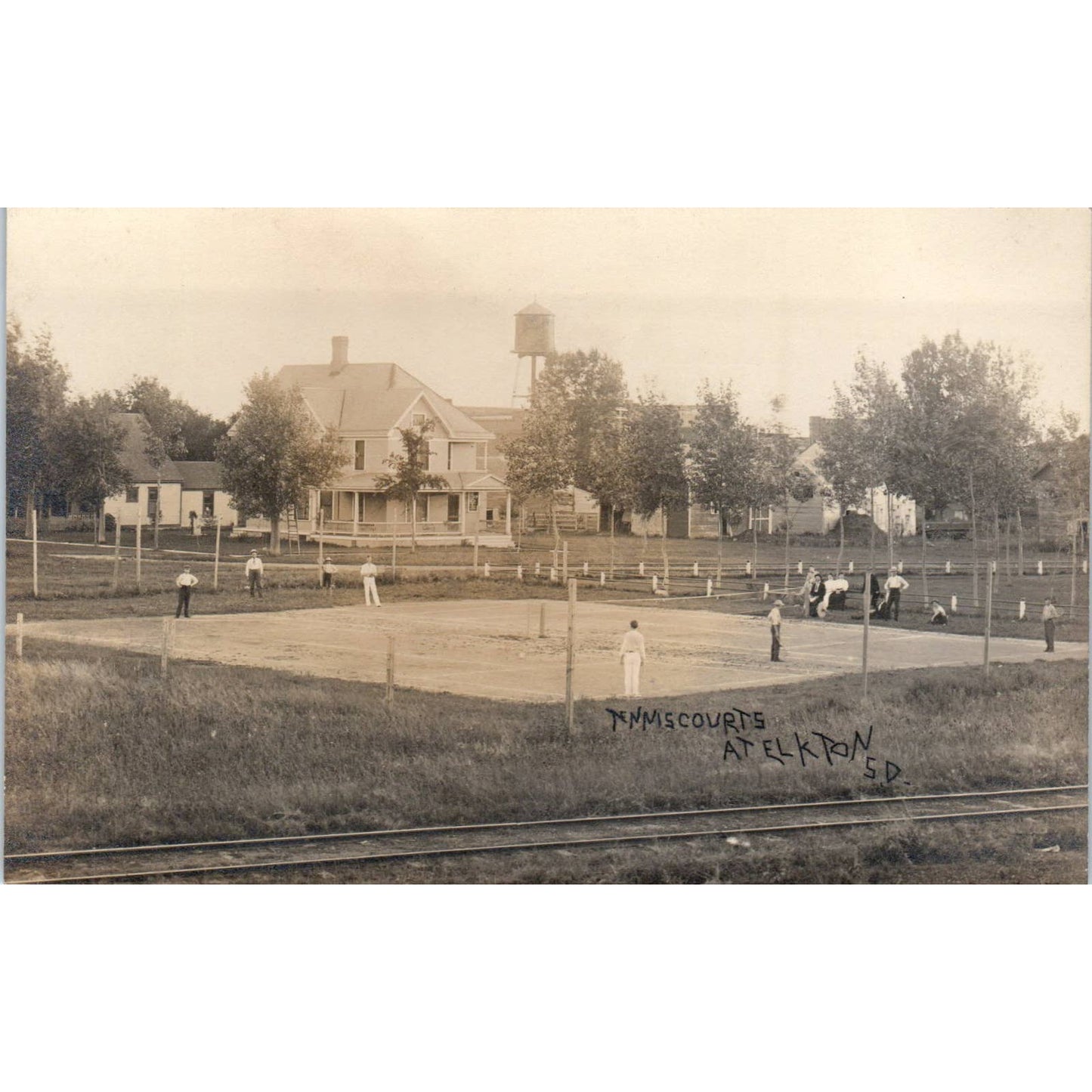 Tennis Courts at Elkton South Dakota RPPC Original Postcard TK1-23