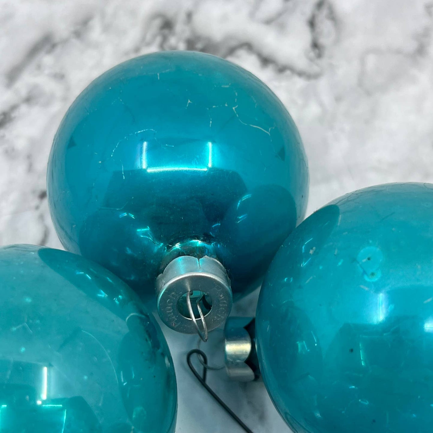 Vintage Lot of 5 Opaque Blue 1.75" Mercury Glass Ornaments TJ9