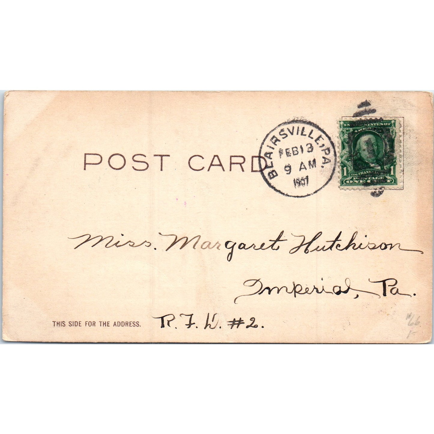 1907 Best Wishes Blairsville PA Original Postcard P2-5