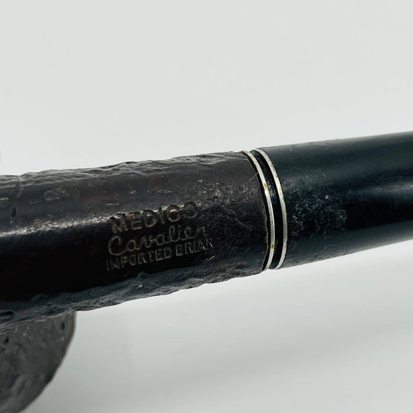 Vintage Medico Cavalier Rusticated Imported Briar Bent Estate Smoking Pipe 6”