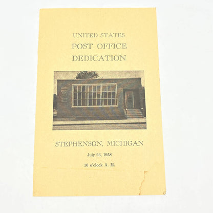 1958 Stephenson Michgan United States Post Office Dedication Program AB7