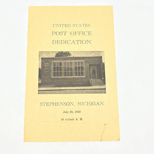 1958 Stephenson Michgan United States Post Office Dedication Program AB7