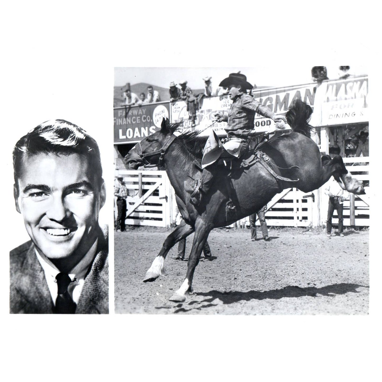 c1960 Press Photo Bud Palmer Bronco Busting Sunday Sports Spectacular CBS TJ7-2