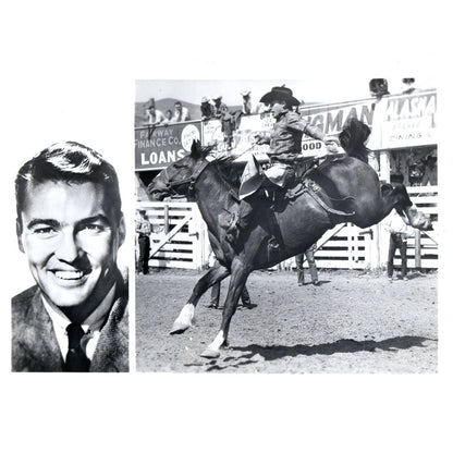 c1960 Press Photo Bud Palmer Bronco Busting Sunday Sports Spectacular CBS TJ7-2