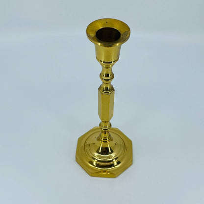 Vintage MCM 8” Brass Candlestick Heavy Hong Kong TB5