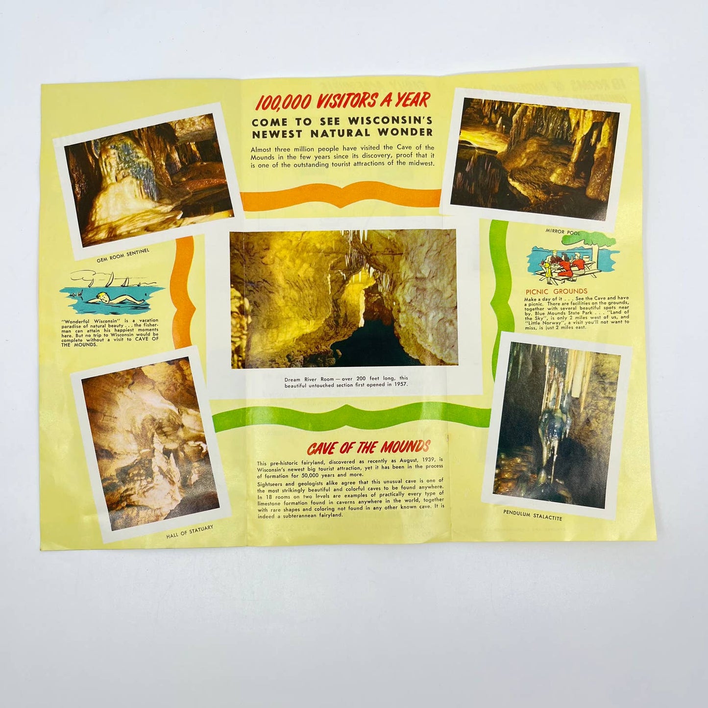 1973 Cave of the Mounds Travel Brochure Blue Mounds Wisconsin Madison Area SC6