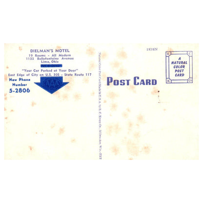 Dielman's Motel Bellefontaine Avenue Lima Ohio - Postcard TJ8-2